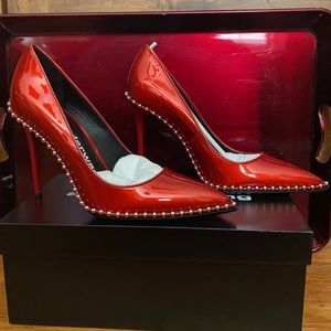 NEVER WORN! Alexander Wang red Ríe liquid patent high heels size Euro 40/US 9